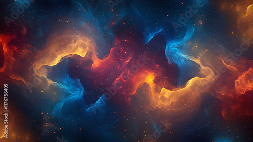 Cosmic Fire: Fiery Abstract Nebula Art Capturing the Power of the Universe photo