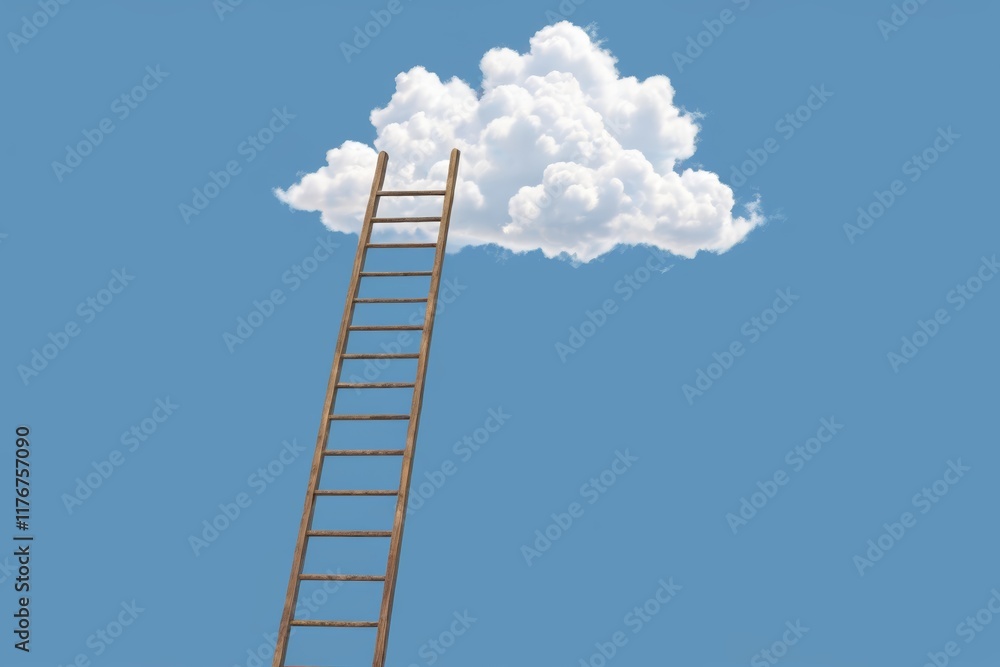 there is a ladder that is leaning up against a cloud there is a ladder that is leaning up against a cloud