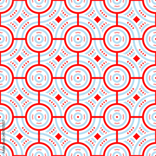 red star background. chicago flag circle pattern design. vector illustration