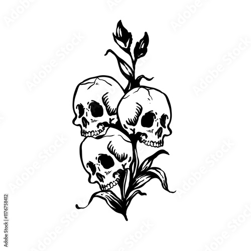 Medieval Engraving Cherry bones 