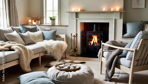 living room with fireplace