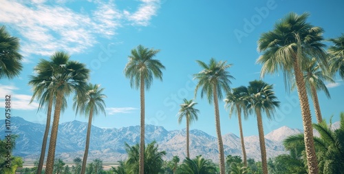 Wallpaper Mural Palm trees against a mountain backdrop under a clear blue sky. Torontodigital.ca