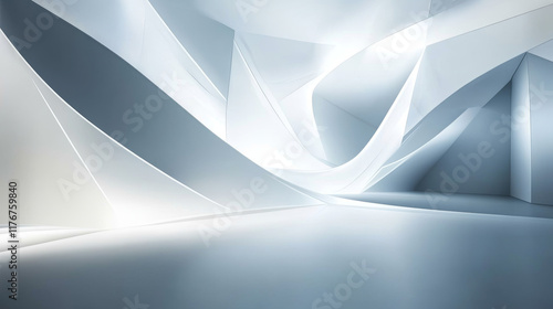 Abstract white glowing geometric lines on gray background. Modern shiny blue circle lines pattern. Futuristic technology concept. Suit for cover, poster, banner, brochure, header, website vector photo