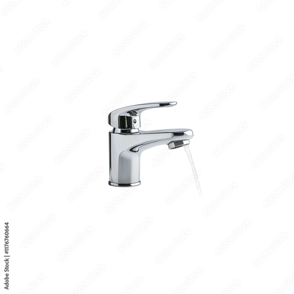 Faucet with running water Isolated on white background Faucet with running water Isolated on white background