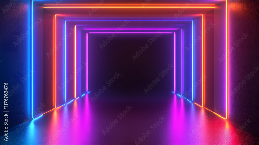 Abstract, colorful light lines background with a neon glow effect, a curved tunnel of time and space. Digital art illustration. Glowing color combination. Abstract, colorful light lines background with a neon glow effect, a curved tunnel of time and space. Digital art illustration. Glowing color combination.