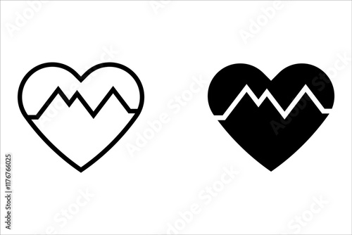 Heartbeat icon in solid and stroke style editable stroke, clipart design template