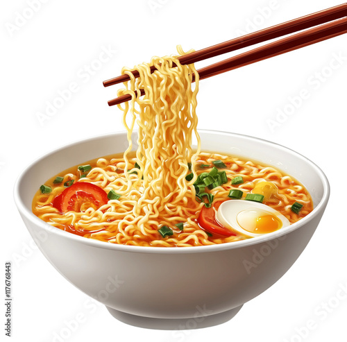 Chopsticks Holding Ramen: A Delicious Bite of Authentic Asian Cuisine photo