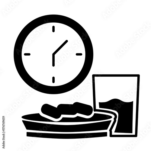 time for breakfast, iftar ramadan glyph icon