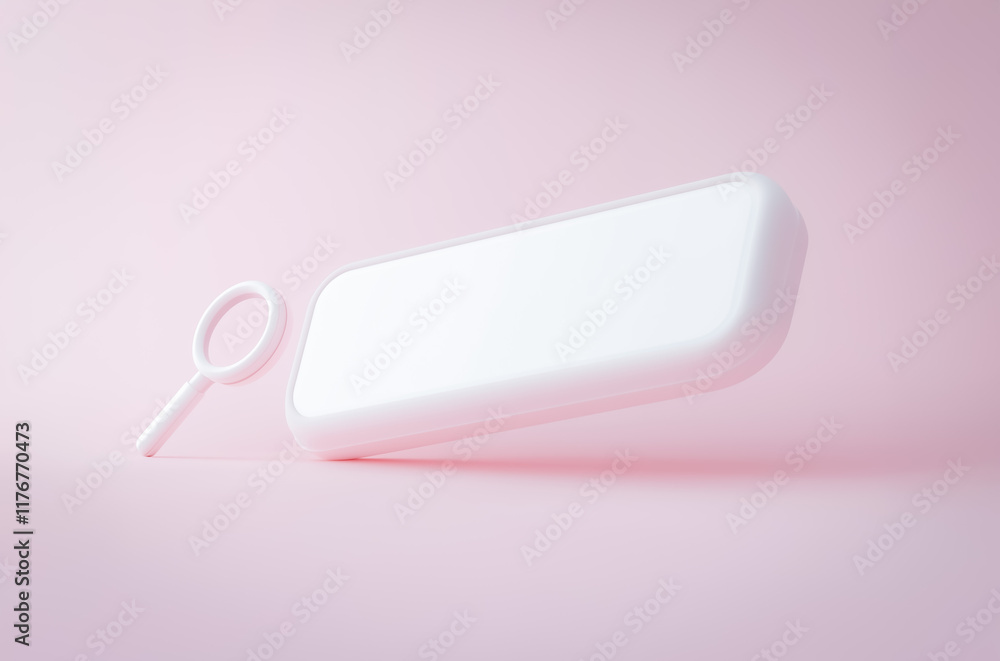 A sleek 3D-rendered white search bar with a magnifying glass icon floating in a pastel pink background, evoking a futuristic digital interface. A sleek 3D-rendered white search bar with a magnifying glass icon floating in a pastel pink background, evoking a futuristic digital interface.