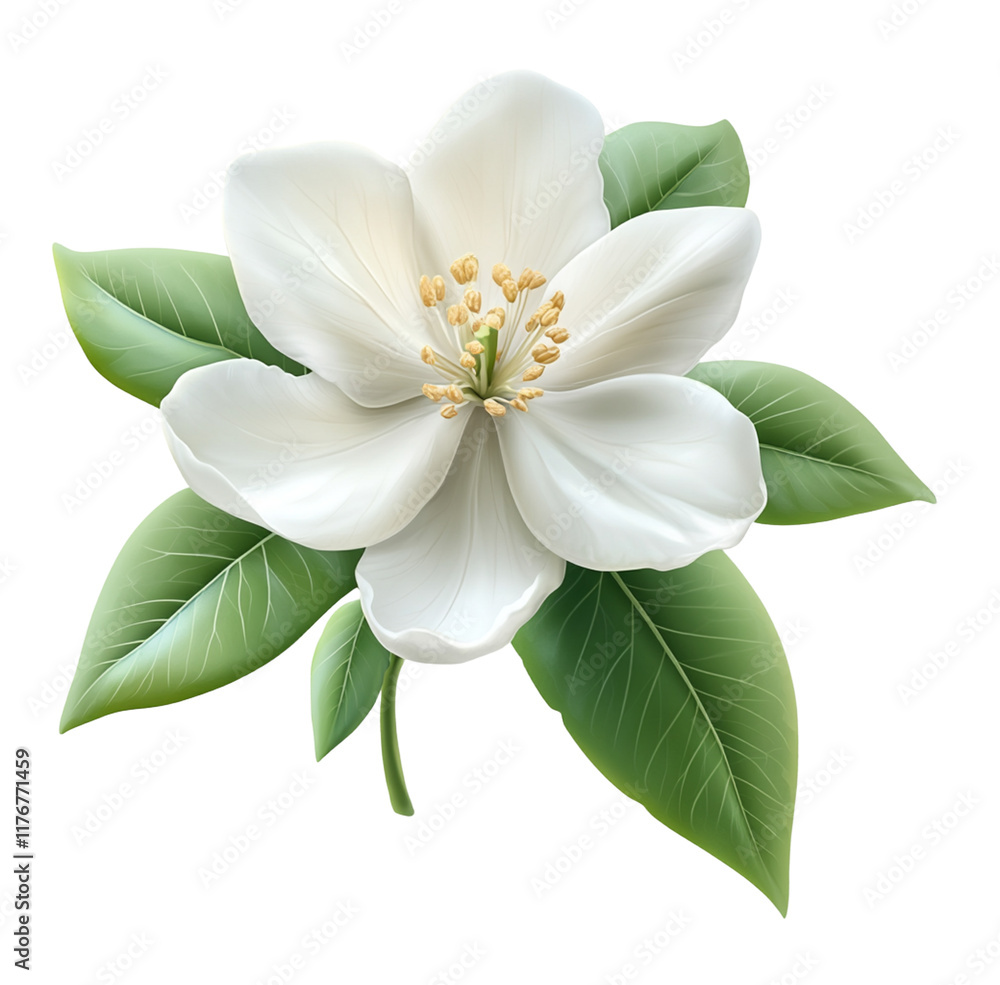 Obraz premium Citrus Flower with Green Leaves: A Fresh and Vibrant Touch of Nature