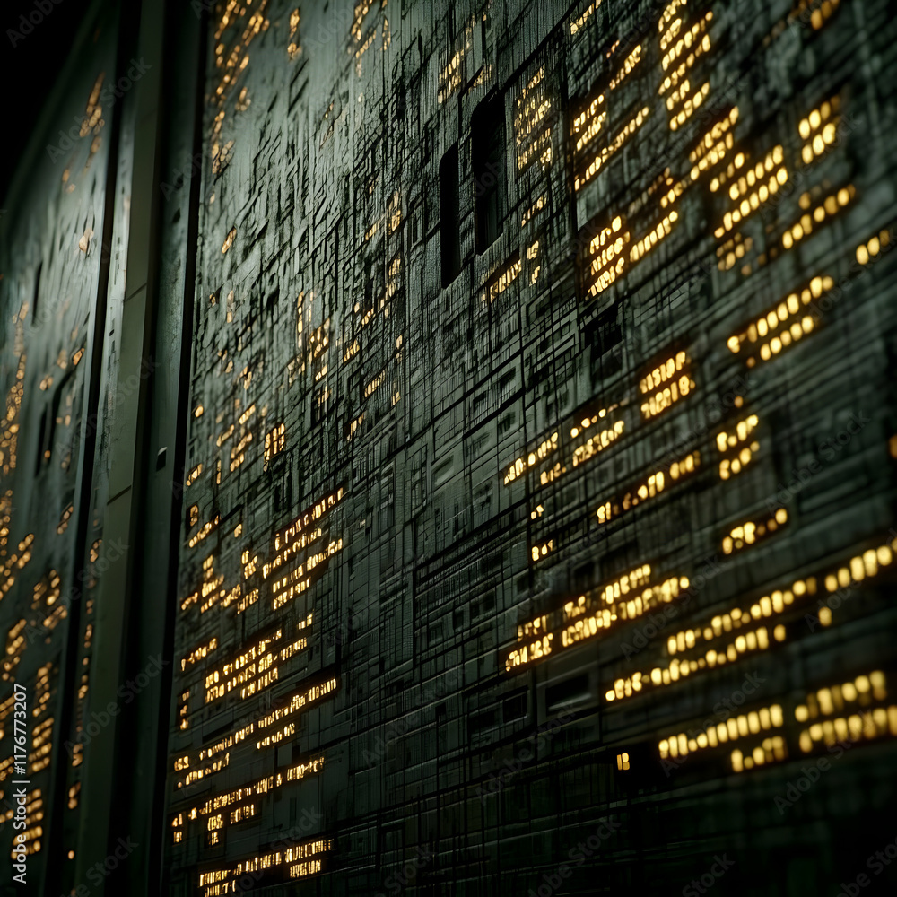 Fototapeta premium Abstract 3D Wall Digital Data Illustration