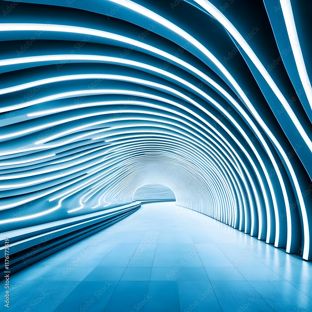 Fototapeta premium Abstract 3D Blue Tunnel Background