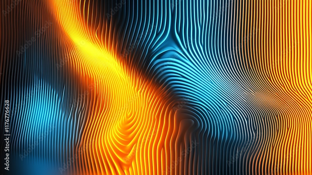 Abstract Orange And Blue Wavy Lines Pattern Abstract Orange And Blue Wavy Lines Pattern