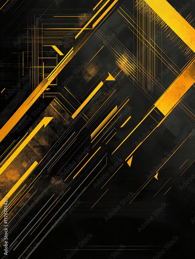 Obraz premium Abstract geometric black and yellow background design
