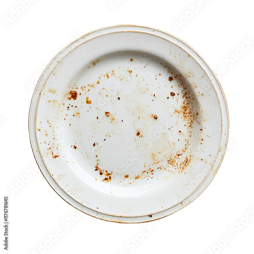 Dirty White Plate: A Realistic Depiction of Everyday Kitchenware photo