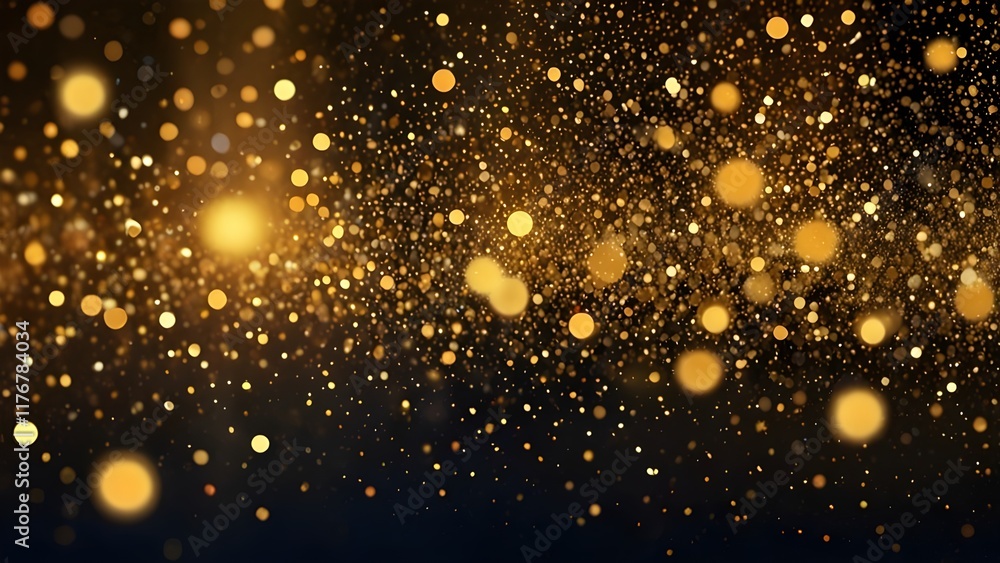 Abstract golden glittering background with blur dots. Generative AI Abstract golden glittering background with blur dots. Generative AI