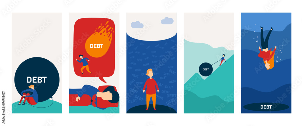 Fototapeta premium Trapped in Massive Debt