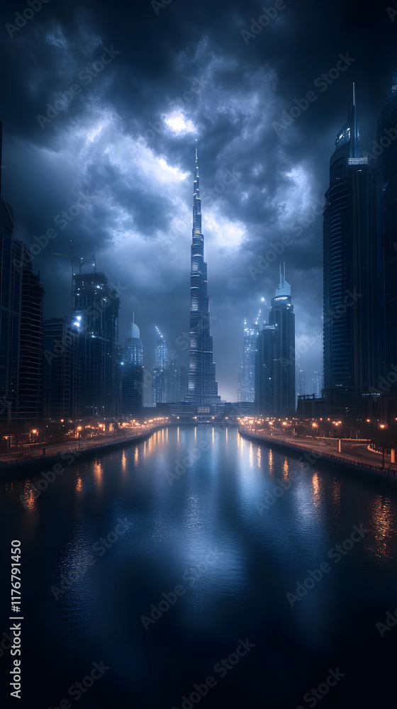 Fototapeta premium Night Cityscape Illustration