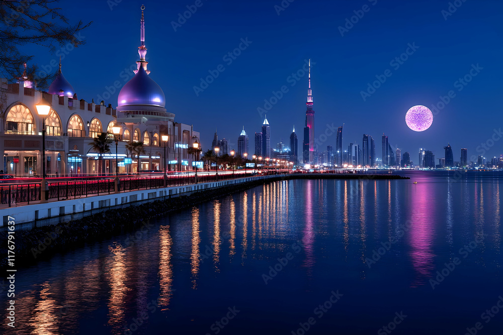 Obraz premium Night Cityscape Illustration