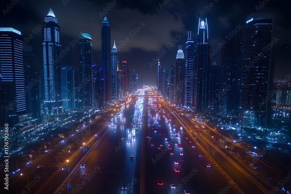 Naklejka premium Night Cityscape Illustration