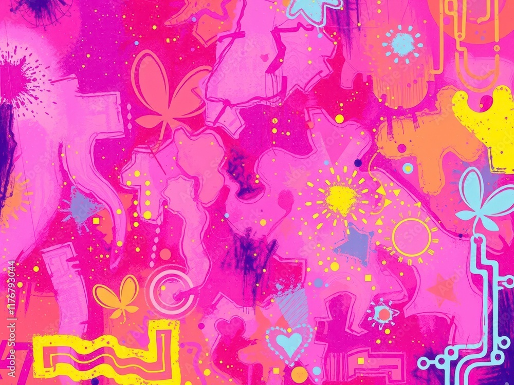 Obraz premium Dynamic geometric shapes in varying colors and sizes, pattern, abstract