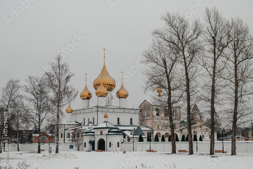 Voskresensky Uglich Monastery in cloudy weather photo