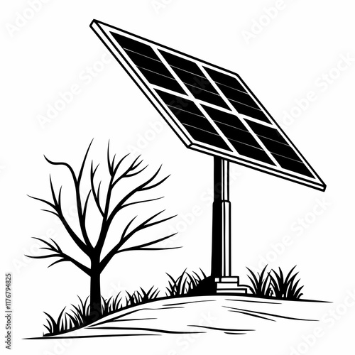 Solar Panel Silhouette Vector Art