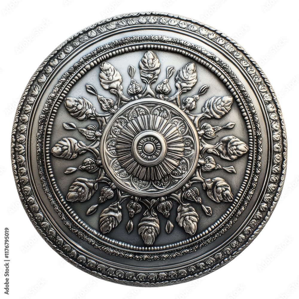 Obraz premium Ancient Silver Shield Decorative Artwork on transparent background