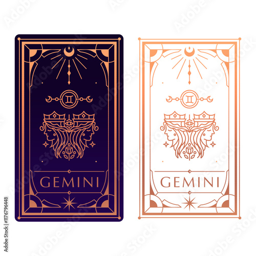 gemini zodiac sign astrology cards set , horoscope, tarot, fortune teller. Vintage mystical illustration outline hand drawing, magical esoteric horoscope templates for wall print poster