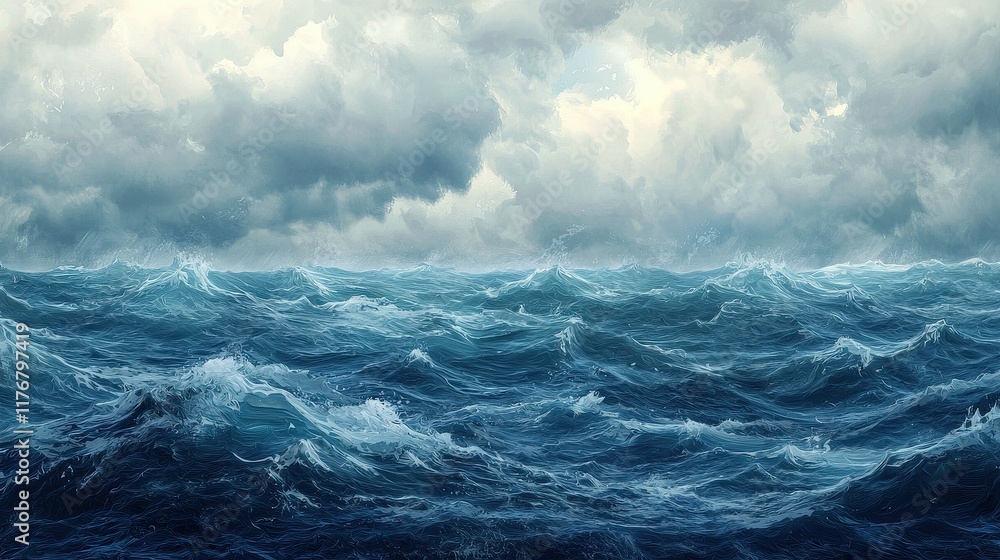 Fototapeta premium Dramatic Ocean Waves Under Stormy Skies