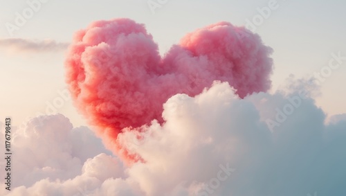 Beautiful colorful valentine day heart in the clouds as abstract background