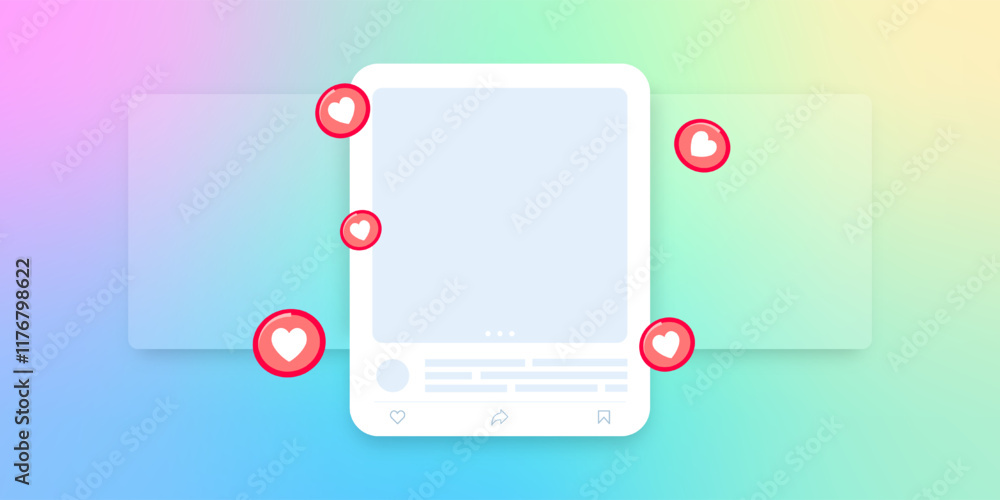 Social media mock up collection. Colorful social media interface. Social media mock up collection. Colorful social media interface.