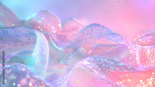 shimmering, colorful fabric with dreamy, ethereal quality, creating whimsical atmosphere
