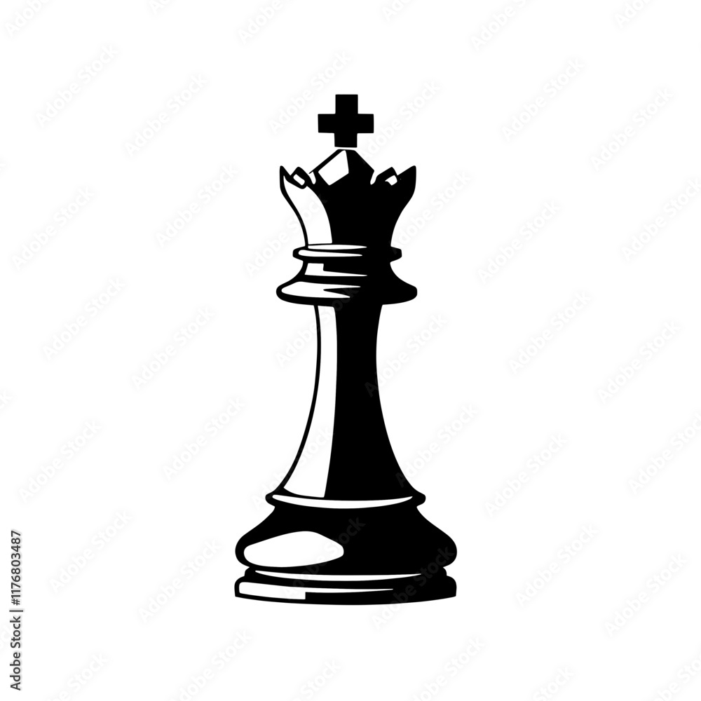 Chess piece design showcasing a detailed black King within a minimalist style, emphasizing elegance and strategy Chess piece design showcasing a detailed black King within a minimalist style, emphasizing elegance and strategy