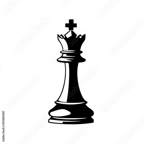 Chess piece design showcasing a detailed black King within a minimalist style, emphasizing elegance and strategy