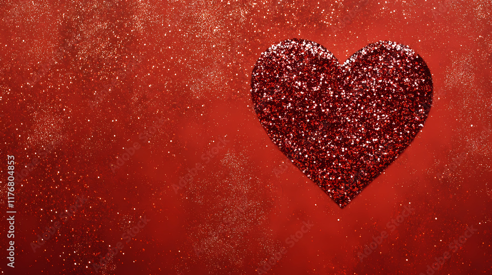 Obraz premium Romantic red heart with sparkling fragments