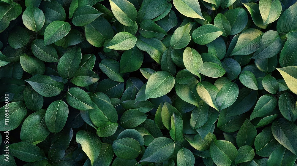 Obraz premium Lush Green Leaves Dense Foliage Background