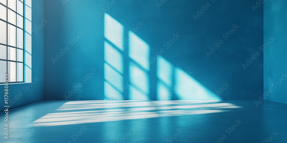 Fototapeta premium Sunlight streaming through large windows modern indoor space architectural photography calm atmosphere wide angle view serenity concept