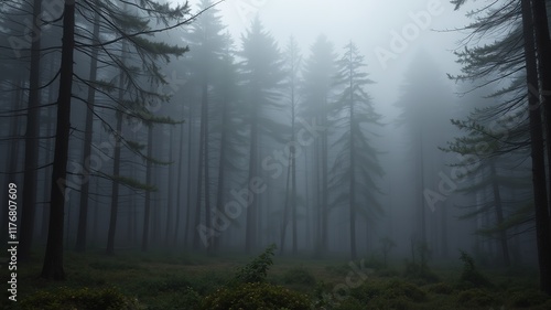 Aberdour Fife Scotland Misty Forest Morning - Ethereal Summer Scenery photo