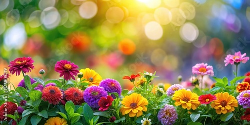 Wallpaper Mural Vibrant flowers and greenery fill the frame with a blurred background Torontodigital.ca