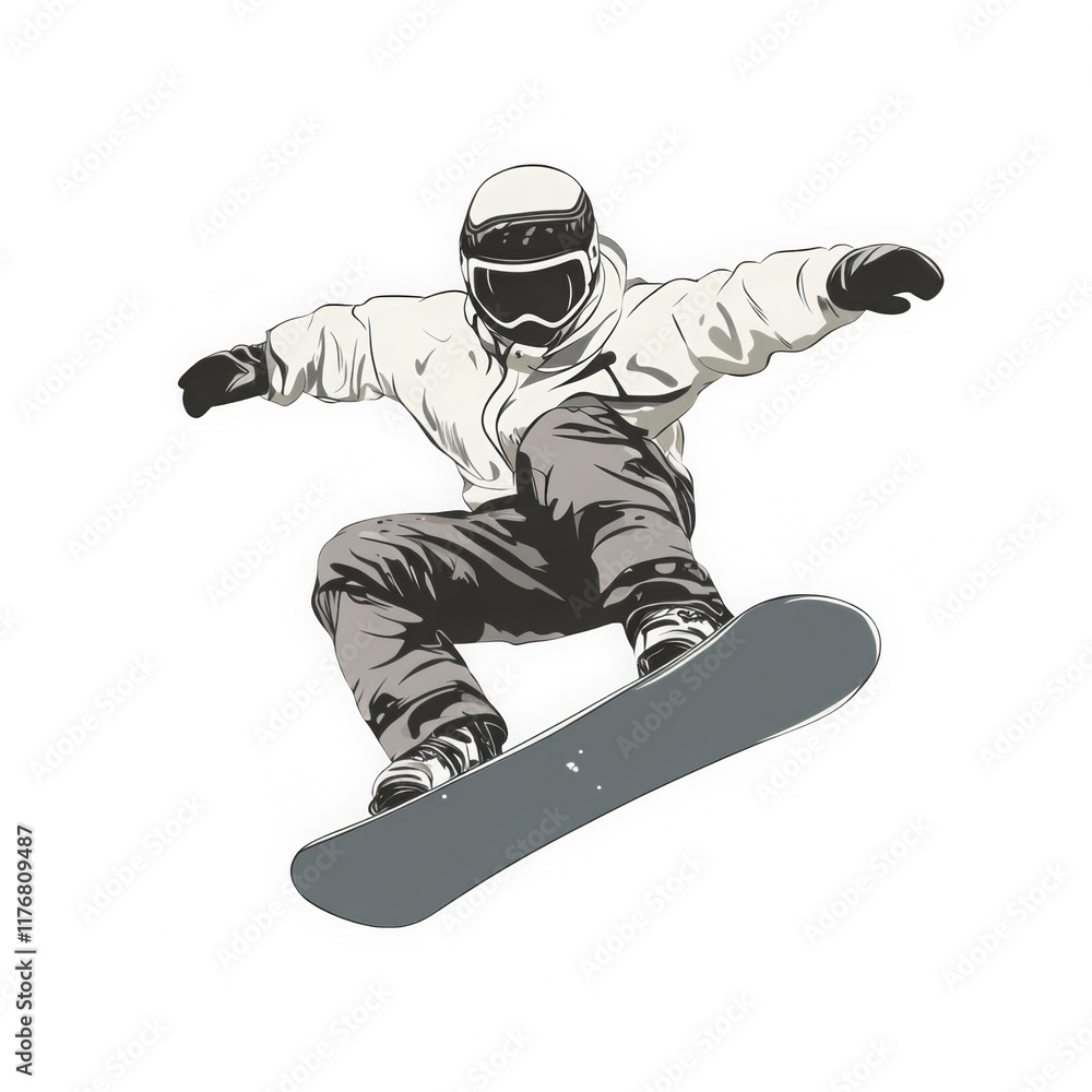 Snowboarder Jumping in Air Vector Illustration Snowboarder Jumping in Air Vector Illustration