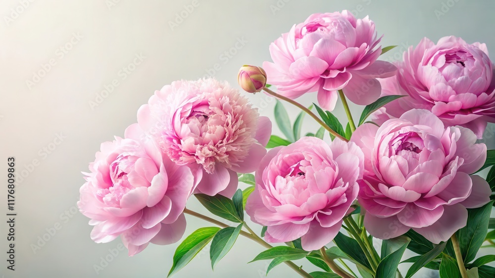Pastel pink peony flowers with delicate green leaves and stems , blossom, blossoms, blossom, blossoms, floral, petals, garden Pastel pink peony flowers with delicate green leaves and stems , blossom, blossoms, blossom, blossoms, floral, petals, garden