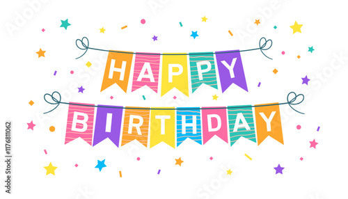 Canvas Print Colorful Happy birthday party banner