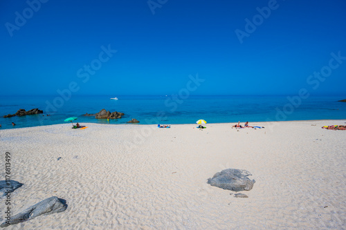 Fototapeta Naklejka Na Ścianę i Meble -  Marinella Di Zambrone - Paradise white beach in Calabria at beautiful coast - close to  Tropea - travel destination in Italy