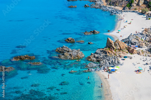 Fototapeta Naklejka Na Ścianę i Meble -  Marinella Di Zambrone - Paradise white beach in Calabria at beautiful coast - close to  Tropea - travel destination in Italy