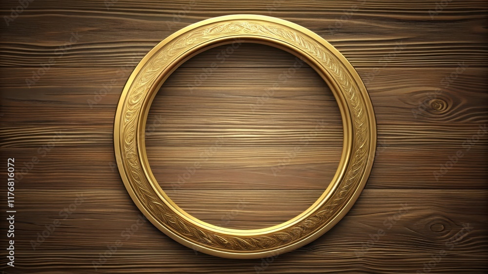 A gold round circle frame with a subtle wood grain texture and intricate details , circle, luxury, circle, luxury A gold round circle frame with a subtle wood grain texture and intricate details , circle, luxury, circle, luxury