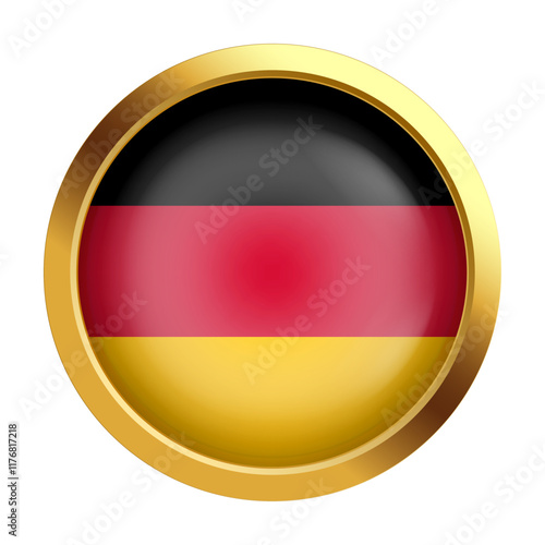 Free Download Golden badge with flag of Germany. Vector. National symbol of cultural heritage. Close-up. Design for printing, souvenirs, gifts, important events and holidays, web design. - GFXLoad