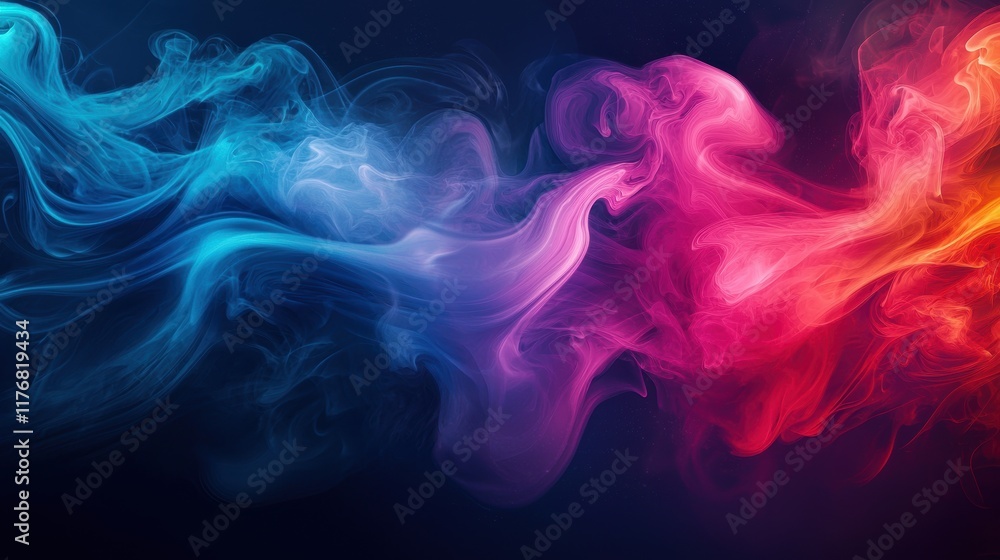 Fototapeta premium Abstract colorful smoke waves blending in harmony