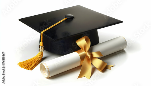 Education A rolled diploma tied with a yellow ribbon resting on the edge