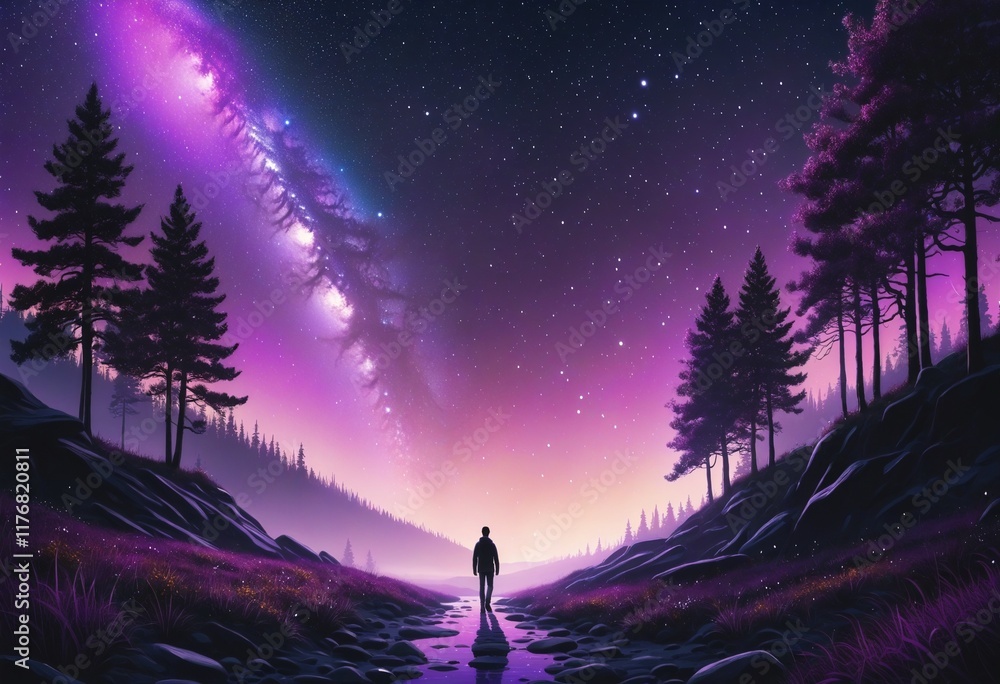 Naklejka premium Ethereal Journey through the Night Sky